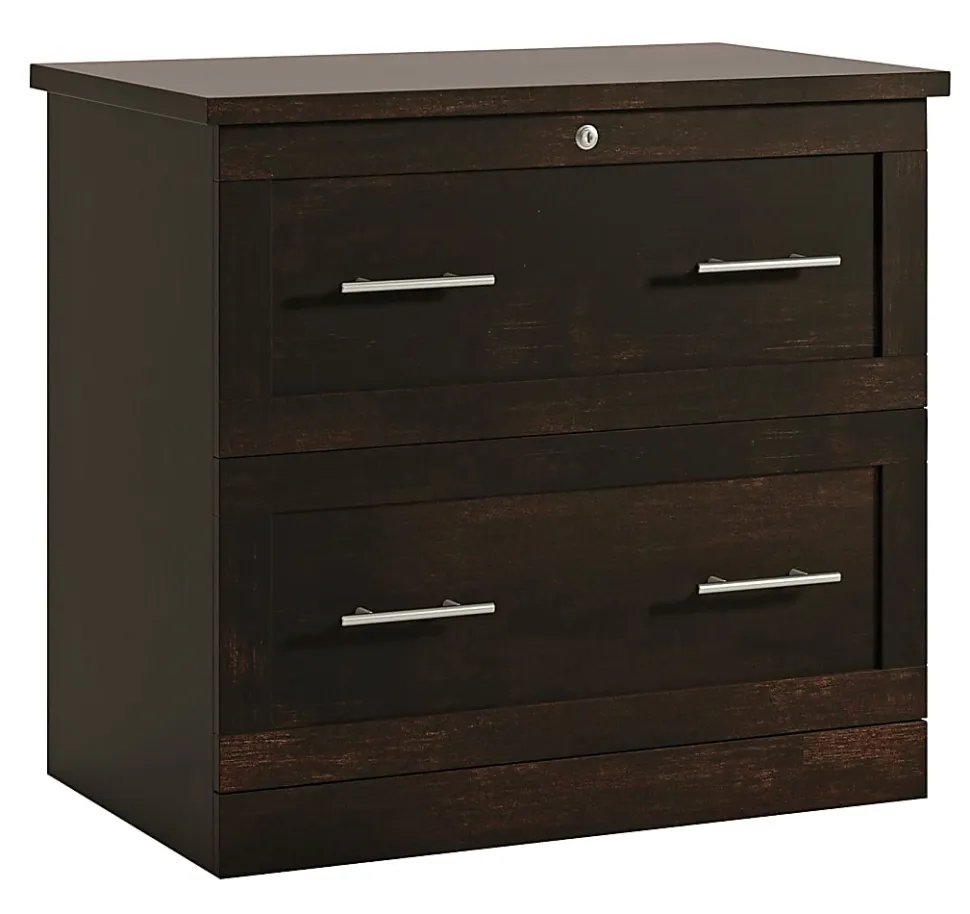 Realspace® 29-7/16"W x 18-1/2"D Lateral 2-Drawer File Cabinet, Peppered Black