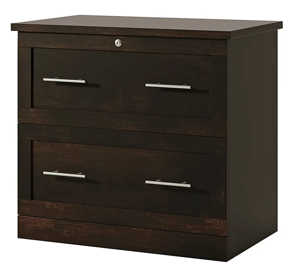 Realspace® 29-7/16"W x 18-1/2"D Lateral 2-Drawer File Cabinet, Peppered Black