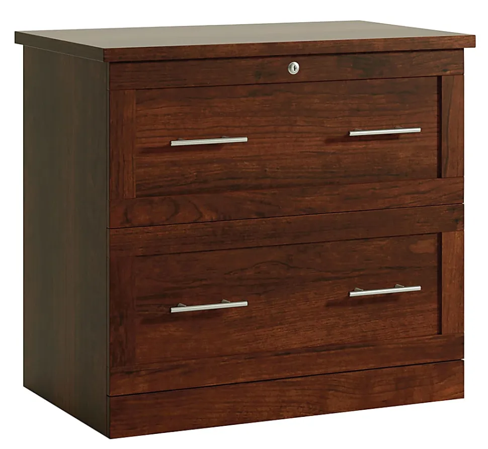 Realspace® 29-7/16"W x 18-1/2"D Lateral 2-Drawer File Cabinet, Mulled Cherry