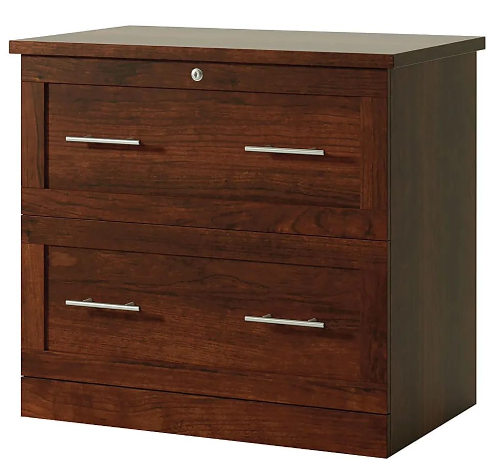 Realspace® 29-7/16"W x 18-1/2"D Lateral 2-Drawer File Cabinet, Mulled Cherry