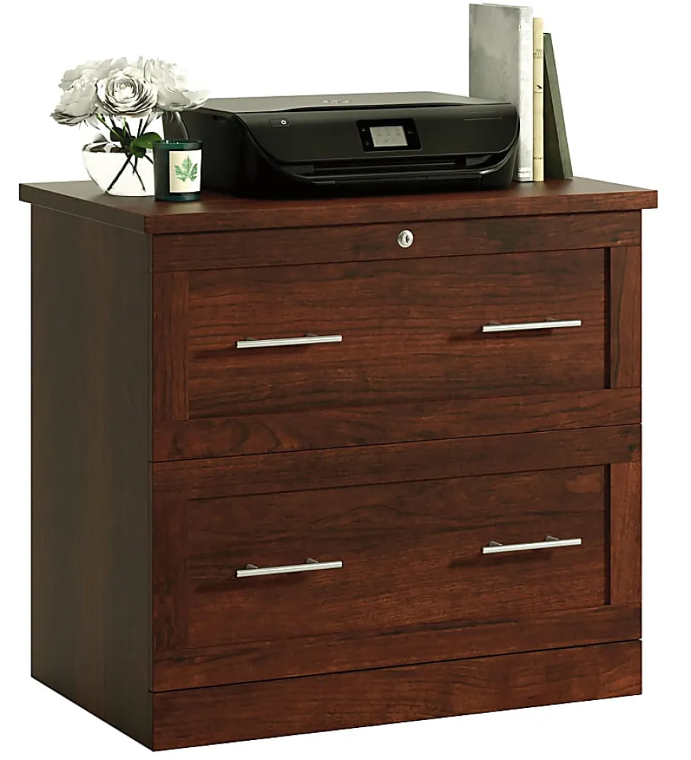 Realspace® 29-7/16"W x 18-1/2"D Lateral 2-Drawer File Cabinet, Mulled Cherry