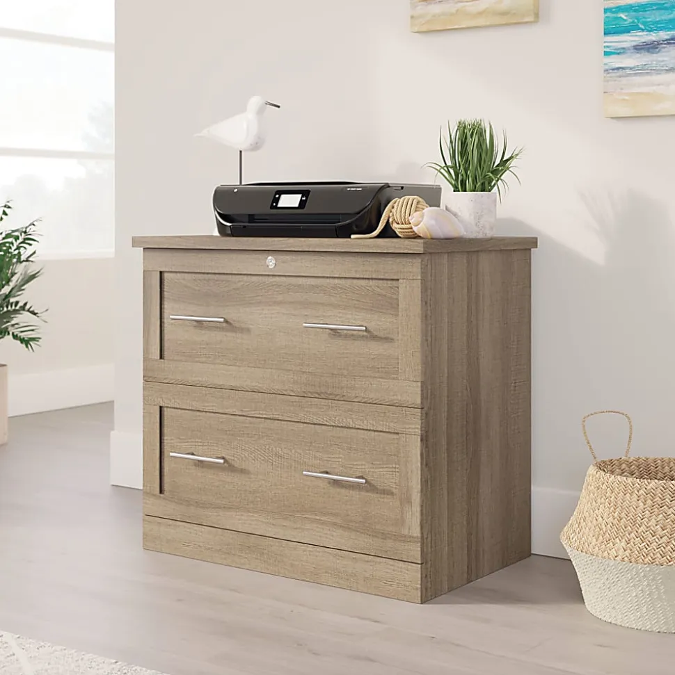 Realspace® 29-7/16"W x 18-1/2"D Lateral 2-Drawer File Cabinet, Spring Oak