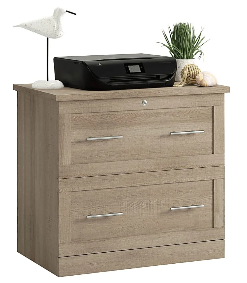 Realspace® 29-7/16"W x 18-1/2"D Lateral 2-Drawer File Cabinet, Spring Oak