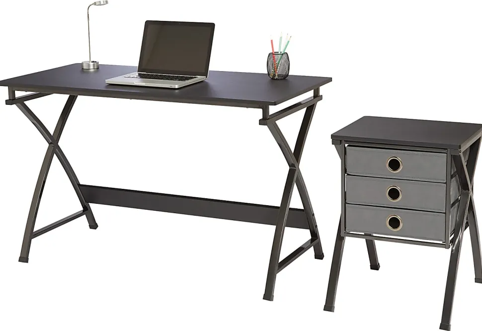 Realspace® X-Cross 48"W Computer Desk With File Cabinet, Black