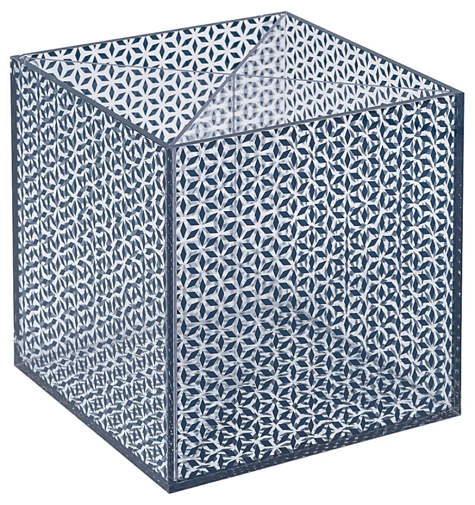Realspace® Zora Acrylic Desktop Organizer Cube, 6"H x 6"W x 6"D, Clear/Blue