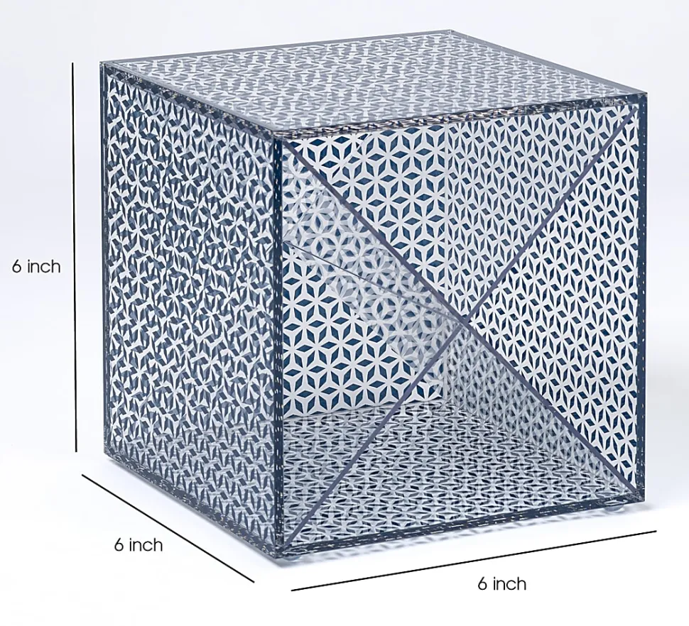 Realspace® Zora Acrylic Desktop Organizer Cube, 6"H x 6"W x 6"D, Clear/Blue