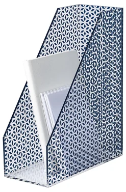 Realspace® Zora Acrylic Magazine File Holder, 11-5/8"H x 4"W x 9-1/4"D, Clear/Blue