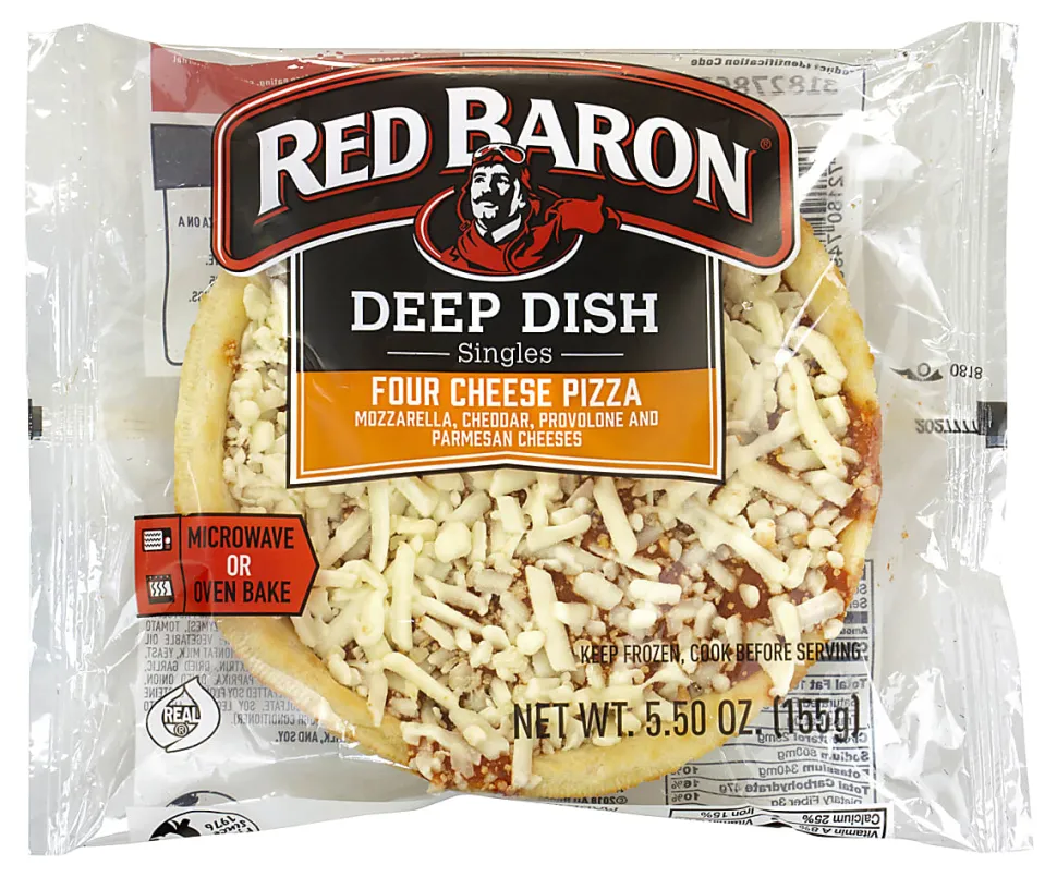 Red Baron Deep Dish Pizza Singles Variety Pack, 4-Cheese/Pepperoni, 70.56-Oz, Box Of 12