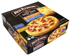 Red Baron Deep Dish Pizza Singles Variety Pack, 4-Cheese/Pepperoni, 70.56-Oz, Box Of 12