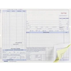 Rediform 3-part Auto Repair Order Forms - 3 Part - Carbonless Copy - 11" x 8.50" Sheet Size - Assorted Sheet(s) - Blue Print Color - 1 Pack