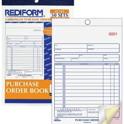 Rediform 3-Part Carbonless Purchase Order Book - 50 Sheet(s) - 3 Part - Carbonless Copy - 5.50"x7.87" Sheet Size - 1L141