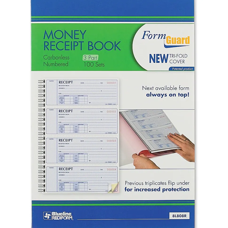 Rediform® Prestige Money Receipt Book, 3 Part Carbonless, 7 5/8" x 8 1/2", Set Of 100