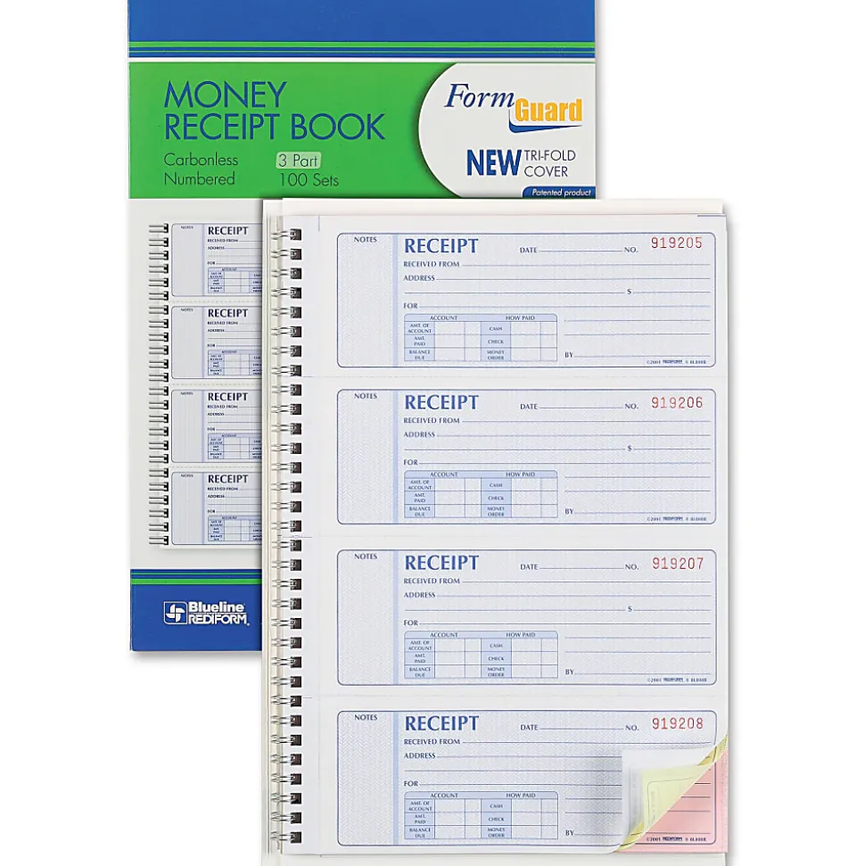 Rediform® Prestige Money Receipt Book, 3 Part Carbonless, 7 5/8" x 8 1/2", Set Of 100