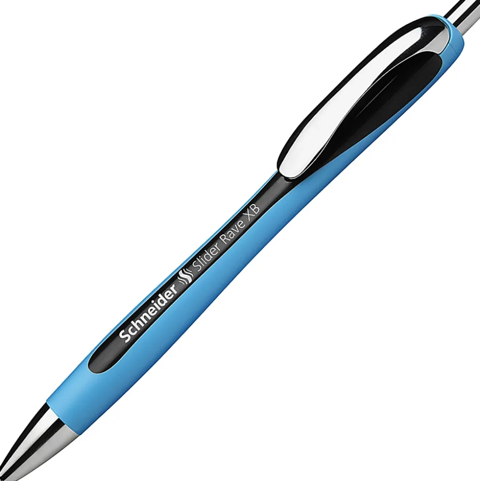 Rediform Schneider Slider Rave XB Ballpoint Pens, Extra Broad Point, 1.4 mm, Blue Barrels, Black Ink, 1 Each