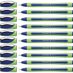 Rediform Schneider Xpress Premium Fineliner Pens, Fine Point, 0.8 mm, Blue/Green Barrel, Blue Ink, Pack Of 10 Pens