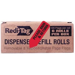 Redi-Tag Dispenser Refills, "Please Sign & Return," 1 3/4" x 9/16", Red, 120 Flags Per Pad, Box Of 6 Pads
