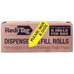 Redi-Tag® Preprinted Signature Flags Refill, "PLEASE SIGN & DATE", Yellow, Removable, 120 Flags Per Roll, 6 Rolls