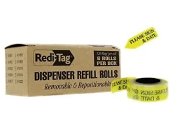 Redi-Tag® Preprinted Signature Flags Refill, "PLEASE SIGN & DATE", Yellow, Removable, 120 Flags Per Roll, 6 Rolls