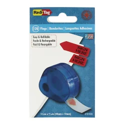 Redi-Tag® Preprinted Signature Flags In Dispenser, SIGN HERE, Red