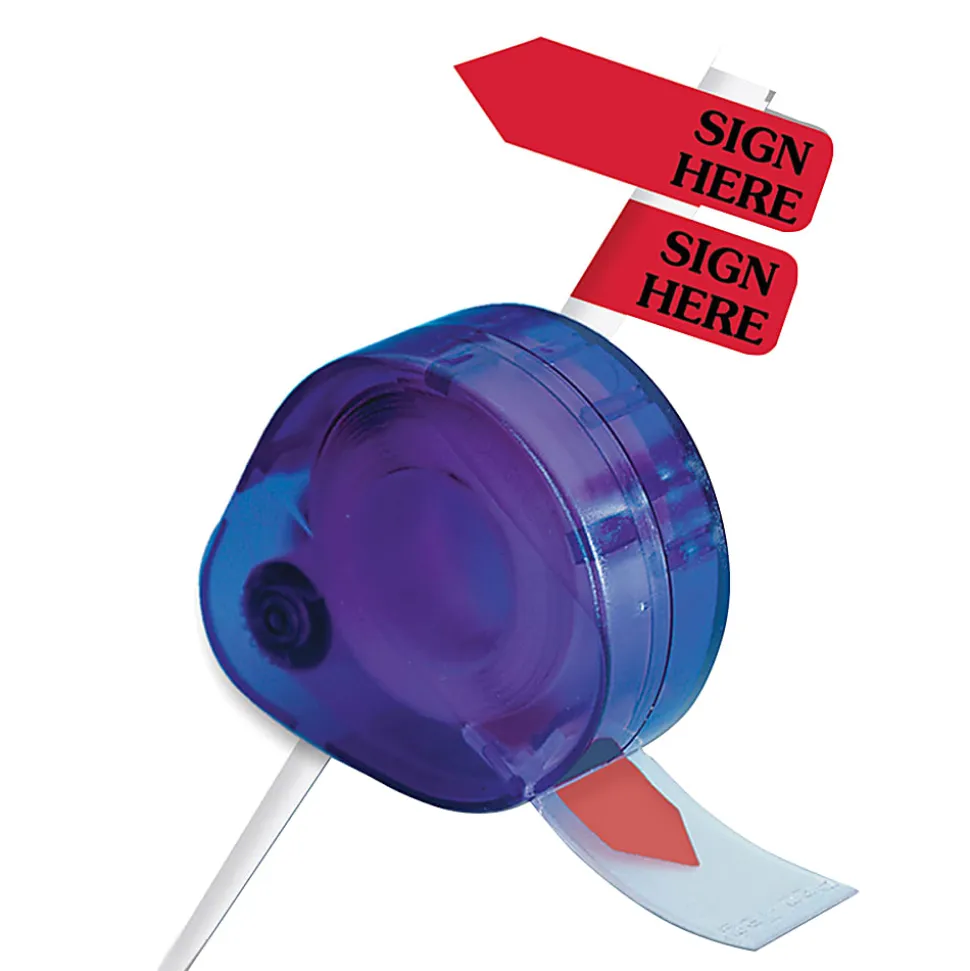 Redi-Tag® Preprinted Signature Flags In Dispenser, SIGN HERE, Red