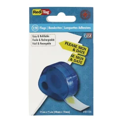Redi-Tag® Preprinted Signature Flags In Dispenser, PLEASE SIGN & DATE, Yellow
