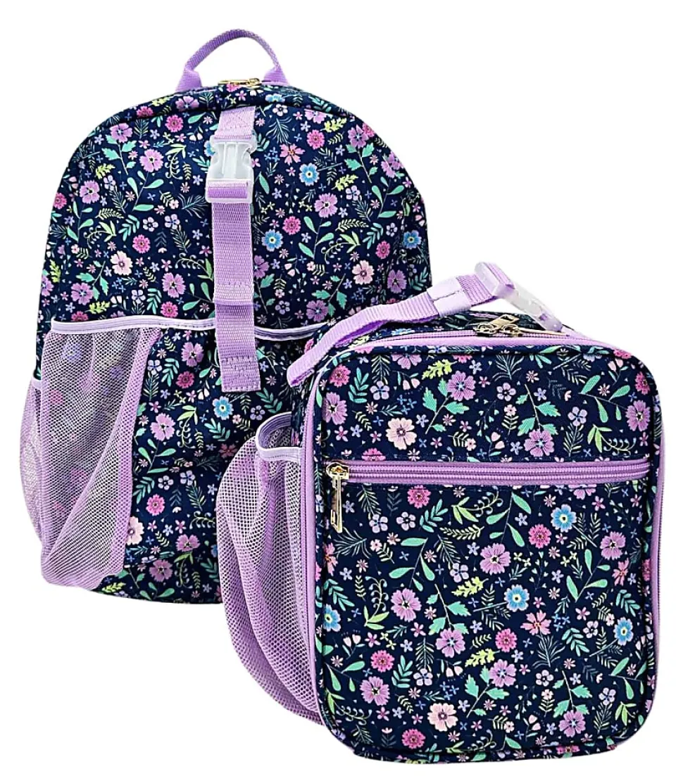 RED.STONE 2-Piece Backpack/Lunch Bag Set With Laptop/Tablet Pocket, Floral