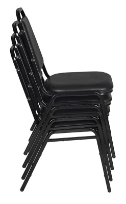 Regency Restaurant Vinyl Stacking Chairs, Black, Pack Of 4 Chairs