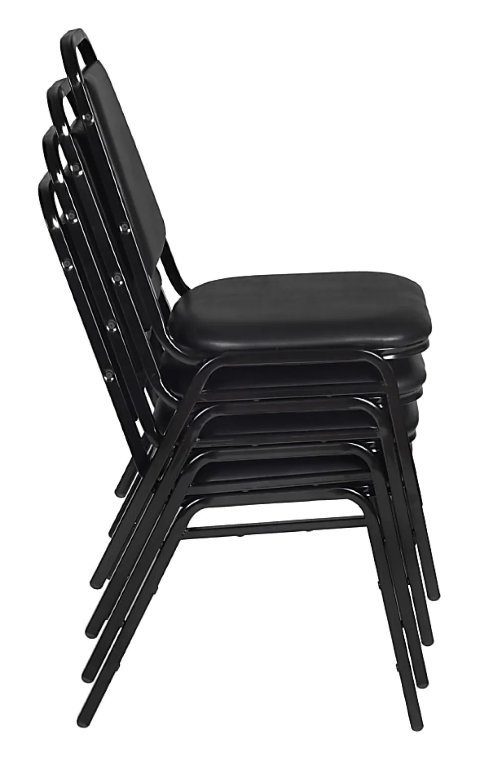 Regency Restaurant Vinyl Stacking Chairs, Black, Pack Of 4 Chairs