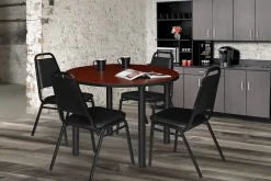 Regency Restaurant Vinyl Stacking Chairs, Black, Pack Of 4 Chairs