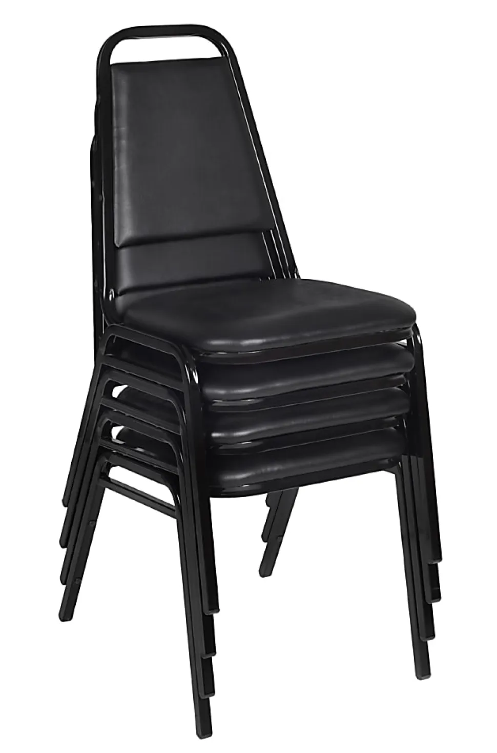 Regency Restaurant Vinyl Stacking Chairs, Black, Pack Of 4 Chairs