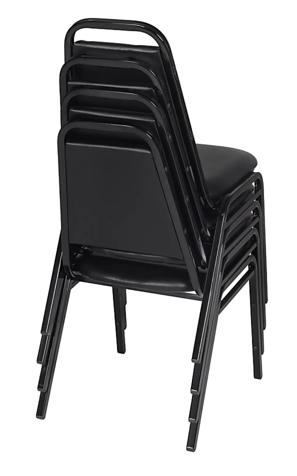 Regency Restaurant Vinyl Stacking Chairs, Black, Pack Of 4 Chairs