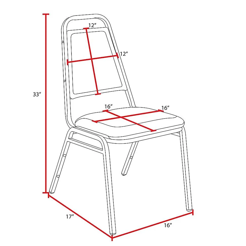 Regency Restaurant Vinyl Stacking Chairs, Black, Pack Of 4 Chairs