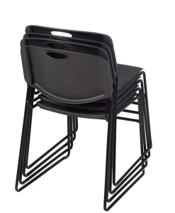 Regency Zeng Polyurethane Armless Stacking Chairs, Black, Pack Of 4 Chairs