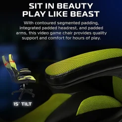 RESPAWN 3085 Gaming Chair, With Integrated Headrest, Green, RSP3085GRN
