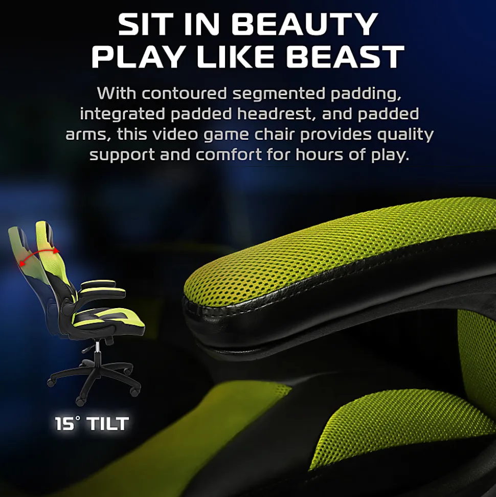 RESPAWN 3085 Gaming Chair, With Integrated Headrest, Green, RSP3085GRN