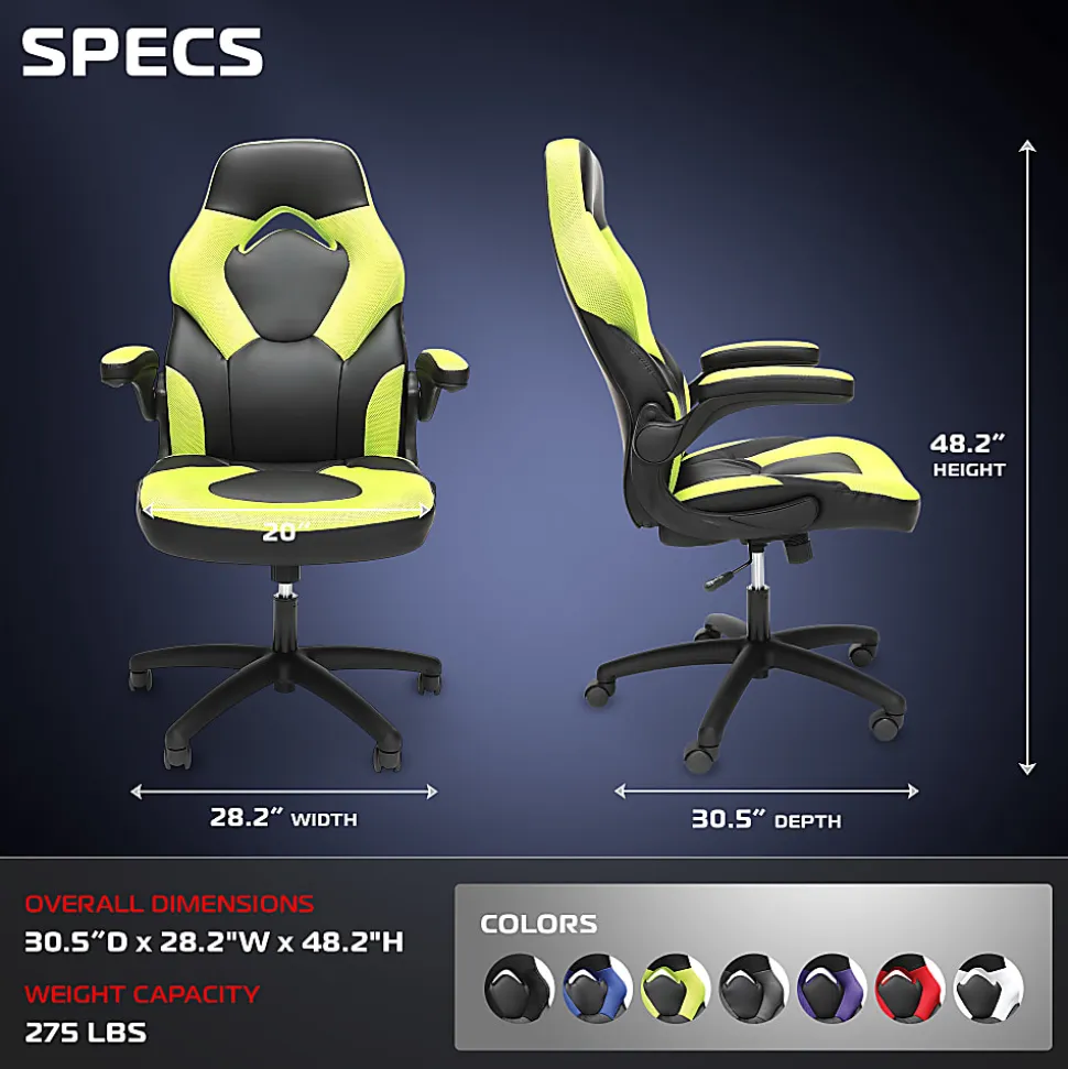 RESPAWN 3085 Gaming Chair, With Integrated Headrest, Green, RSP3085GRN