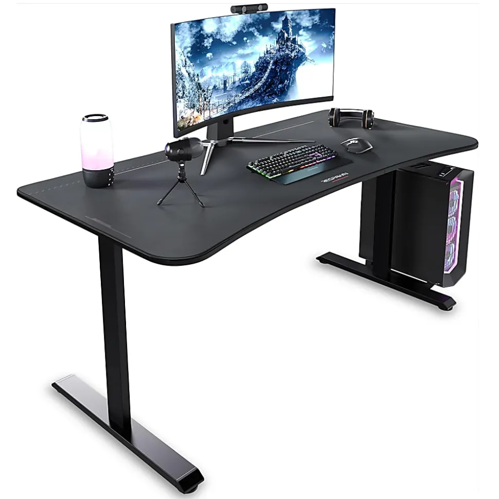 RESPAWN 1063 Gaming Desk - 63in Computer Desk With Mouse Pad, PC Workstation With Cable Management, Home Office Gaming Table - Black