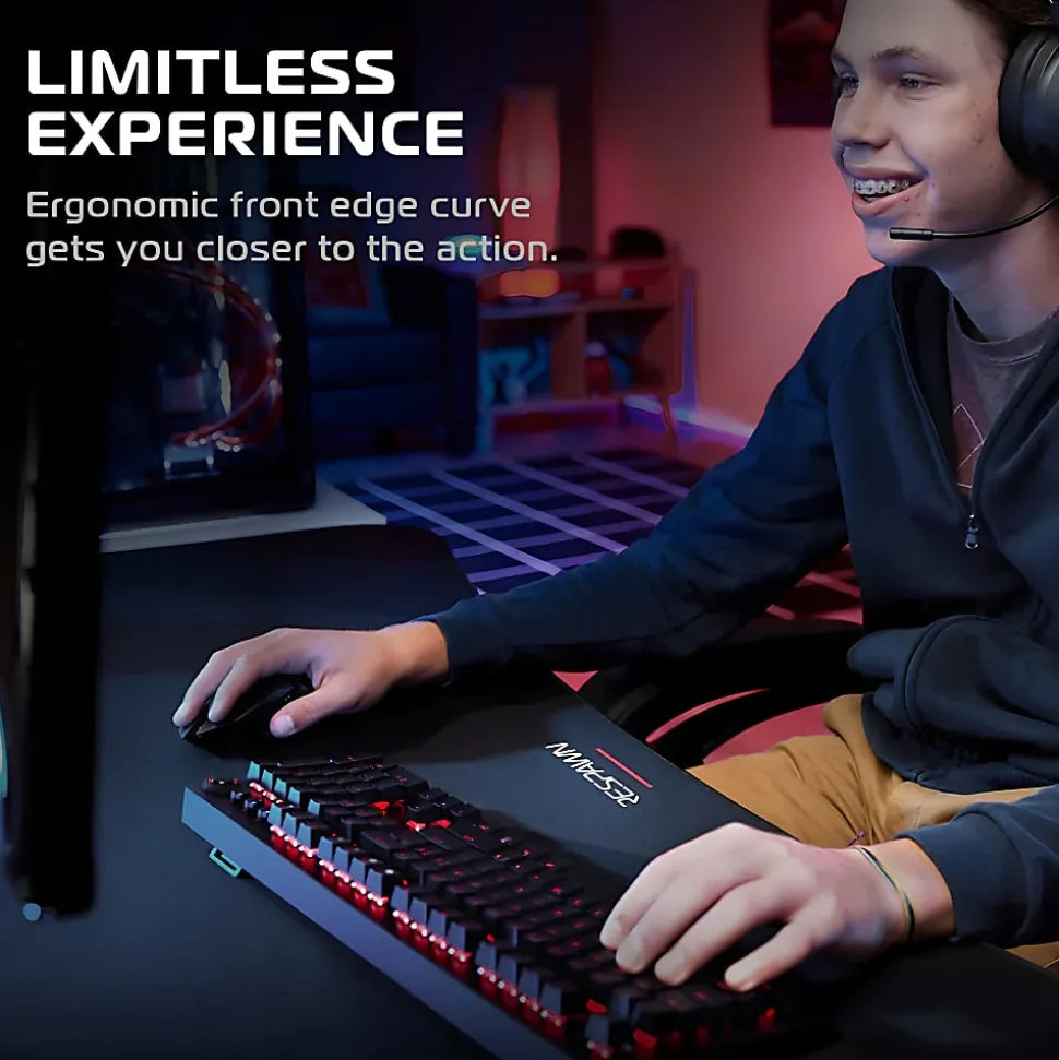 RESPAWN 1063 Gaming Desk - 63in Computer Desk With Mouse Pad, PC Workstation With Cable Management, Home Office Gaming Table - Black
