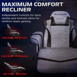 RESPAWN 900 Gaming Recliner, Gray Fabric, RSP900FGRY
