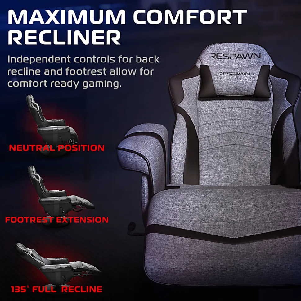 RESPAWN 900 Gaming Recliner, Gray Fabric, RSP900FGRY
