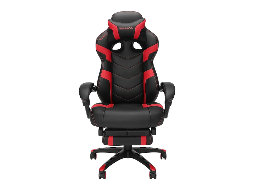 RESPAWN 110 Pro Gaming Chair, With Footrest & Headrest Pillow, Red, RSP110V2RED