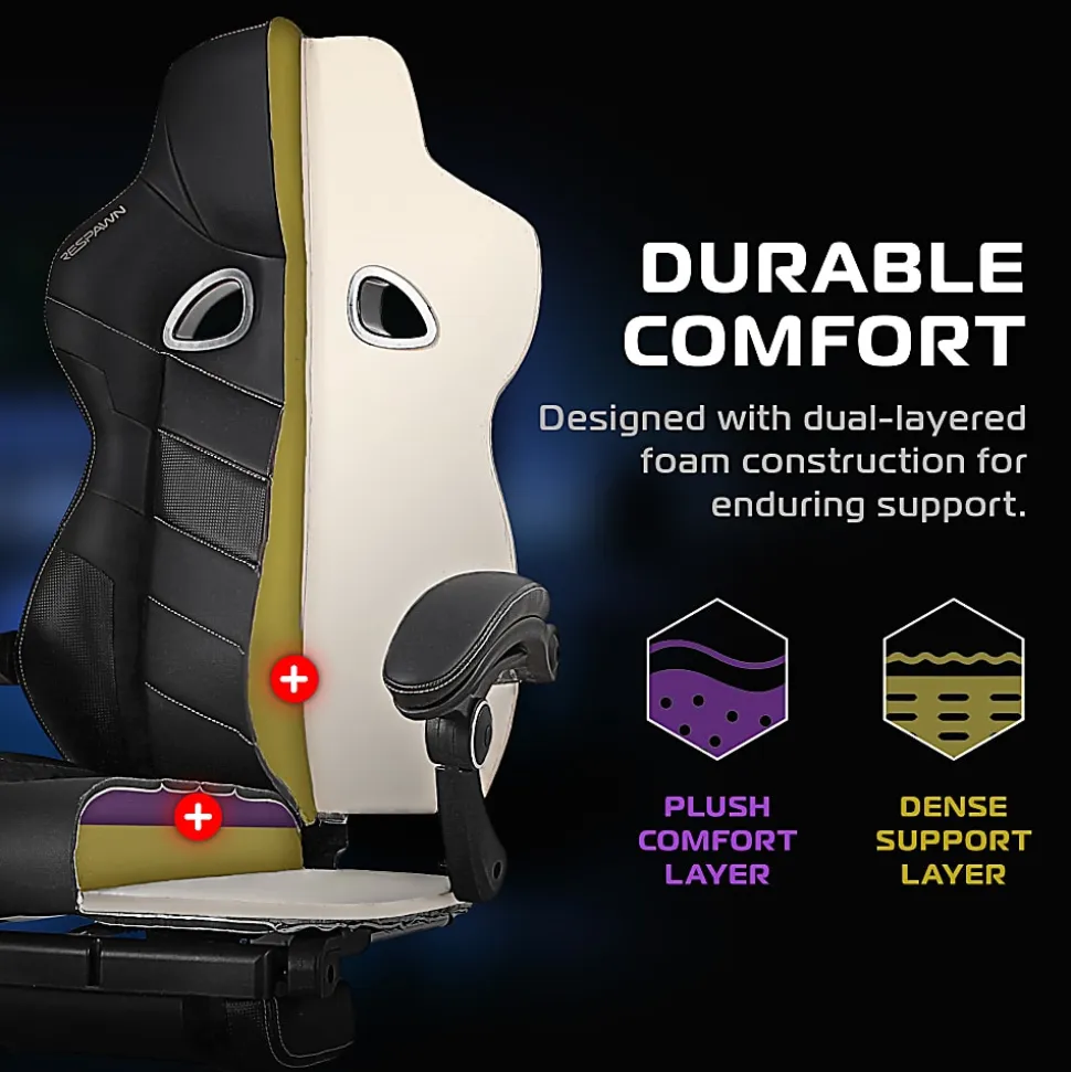 RESPAWN 110 Pro Gaming Chair, With Footrest & Headrest Pillow, Red, RSP110V2RED