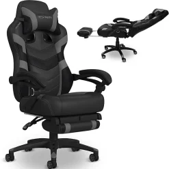 RESPAWN 110 Pro Gaming Chair, With Footrest & Headrest Pillow, Grey, RSP110V2GRY