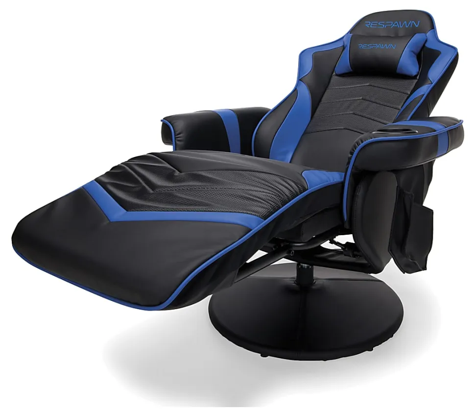 Respawn 900 Racing-Style Bonded Leather Gaming Recliner, Black/Blue