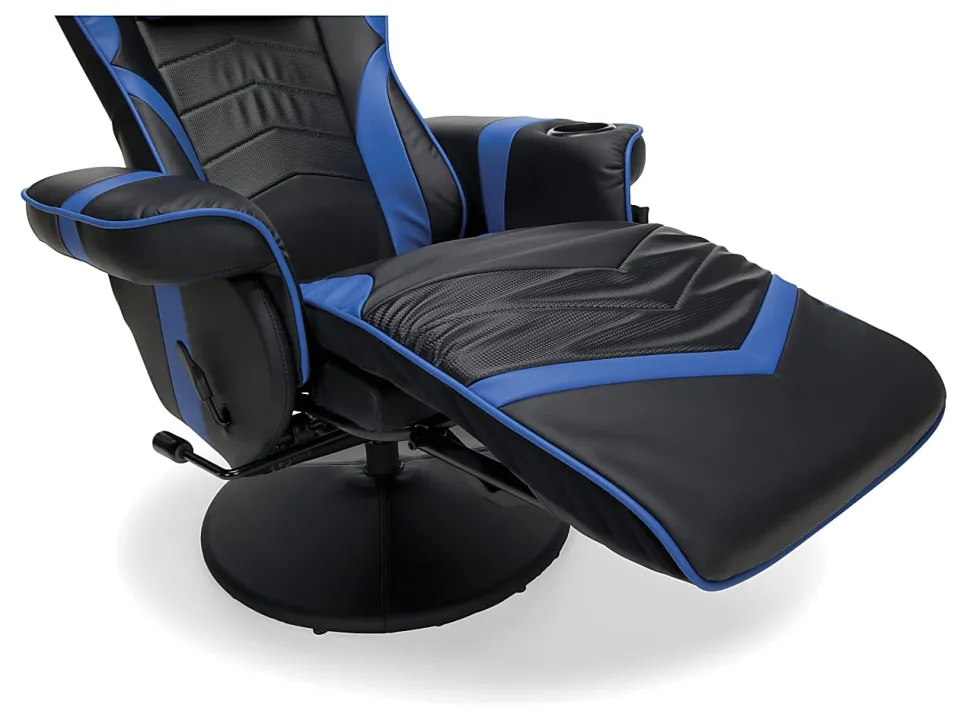 Respawn 900 Racing-Style Bonded Leather Gaming Recliner, Black/Blue