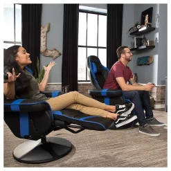 Respawn 900 Racing-Style Bonded Leather Gaming Recliner, Black/Blue