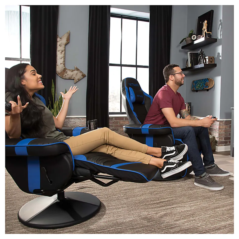 Respawn 900 Racing-Style Bonded Leather Gaming Recliner, Black/Blue