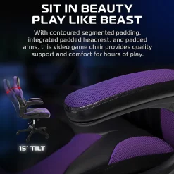 Respawn Racing Style Ergonomic Bonded Leather Computer Gaming Chair, Purple