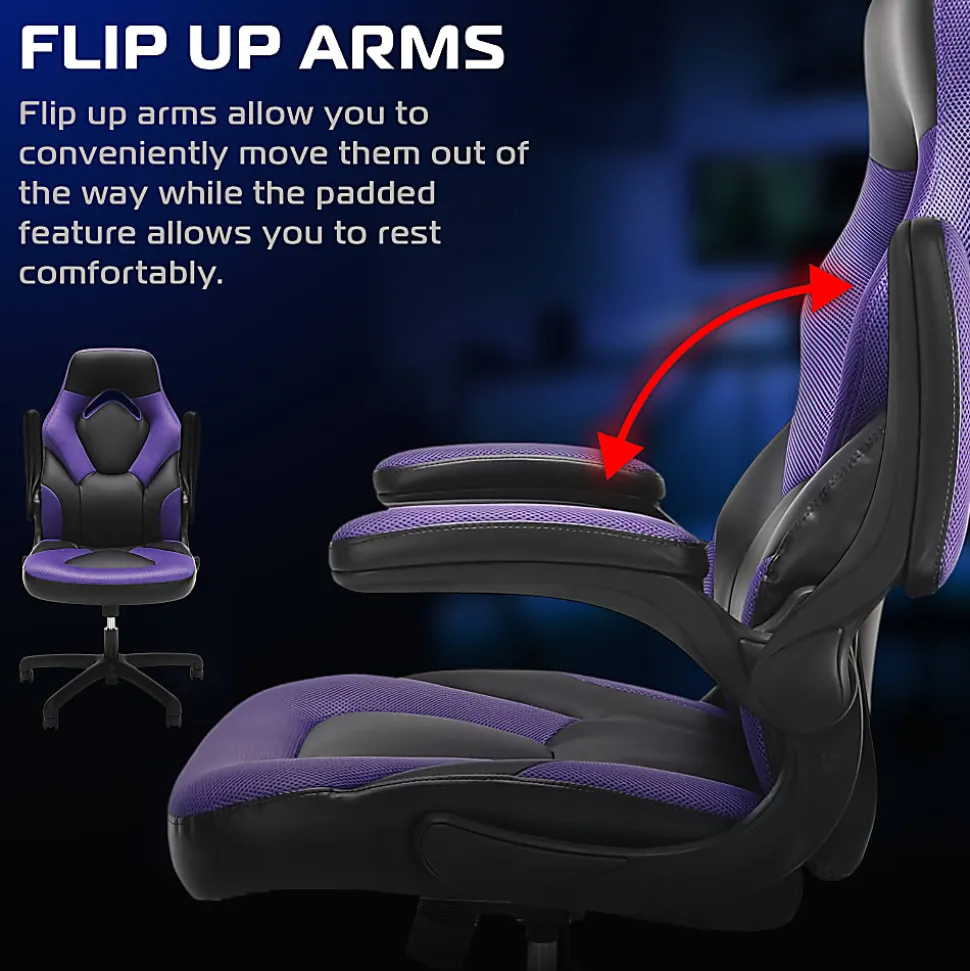 Respawn Racing Style Ergonomic Bonded Leather Computer Gaming Chair, Purple