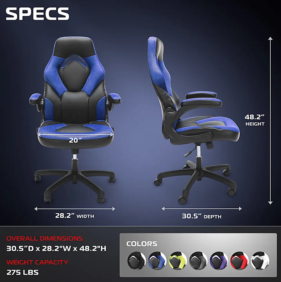 Respawn Racing Style Ergonomic Bonded Leather Computer Gaming Chair, Blue
